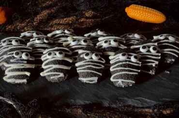 Charcoal Mini Madeleines Recipe, French Butter Cakes. Spooky Halloween Cookies Recipe