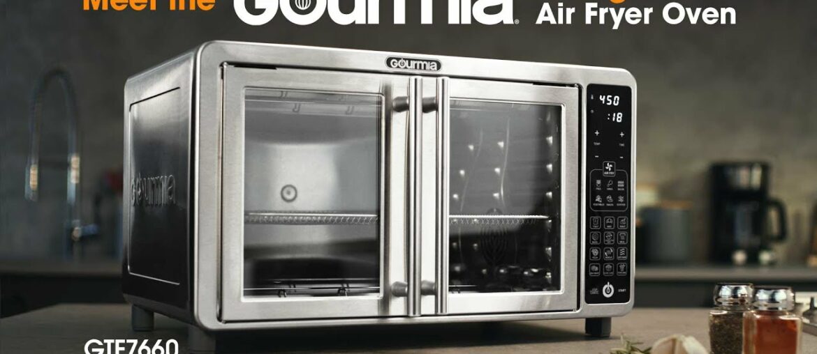 Meet the Gourmia XL 12-Slice Digital Air Fryer Oven with 19 Presets & Single-Pull French Doors