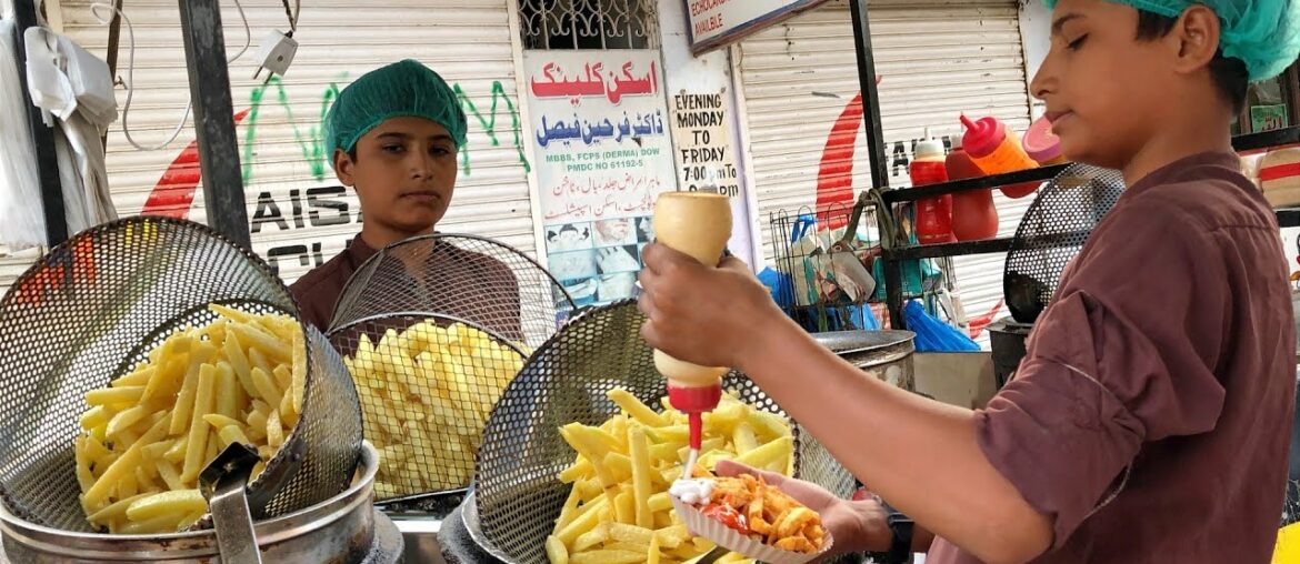 Very Passionate Little Hardworking Boy Making Crispy French Fries | Street Food French Fries Recipe