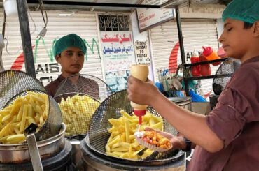 Very Passionate Little Hardworking Boy Making Crispy French Fries | Street Food French Fries Recipe