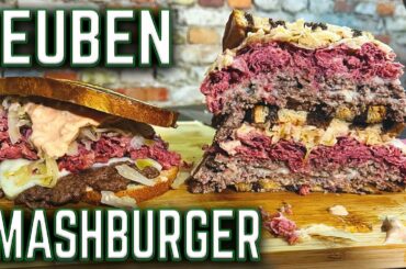 HANDS DOWN THE BEST SMASHBURGER EVER! MONSTER REUBEN SMASHBURGER MADE ON FLAT TOP GRIDDLE GRILL!