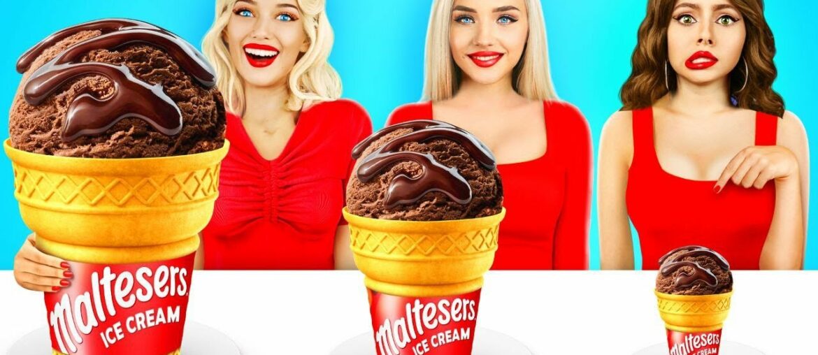 Big, Medium and Small Plate Challenge | Eating Giant Food vs Tiny Food by RATATA CHALLENGE