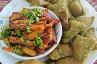 Breakfast Recipe. Green Triangle Puri With French Fries Sabzi