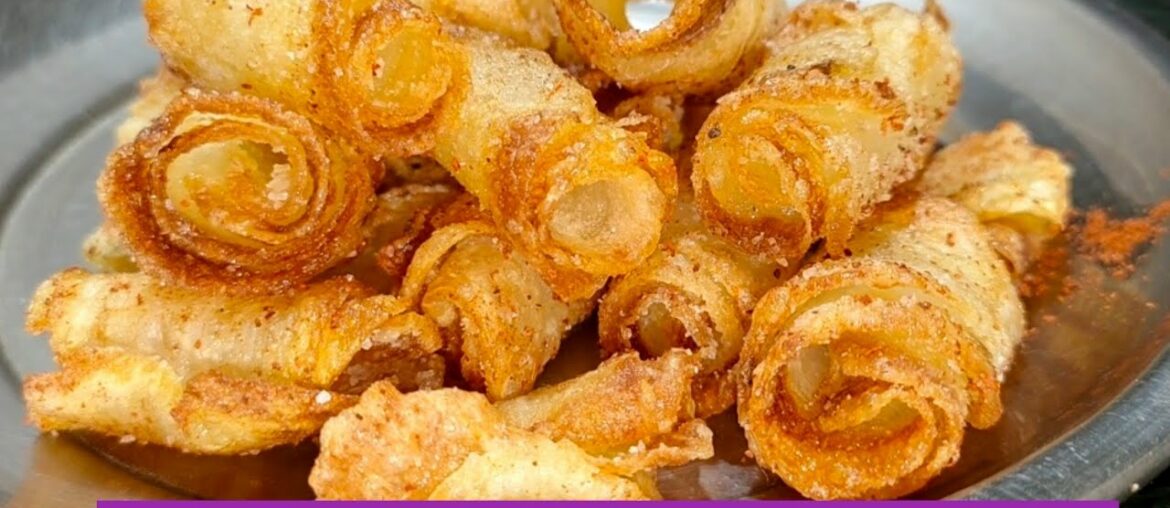 Only 2 Ingredient Double Crispy Fried Potatoes | Potato Roll Chips | Potato Snacks Only 2 Ingredient Double Crispy Fried Potatoes | Potato Roll Chips | Potato Snacks