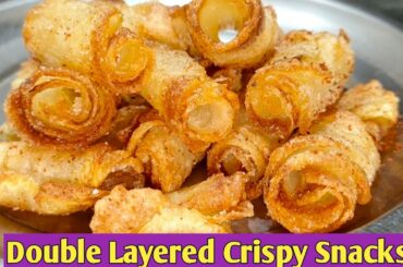 Only 2 Ingredient Double Crispy Fried Potatoes | Potato Roll Chips | Potato Snacks