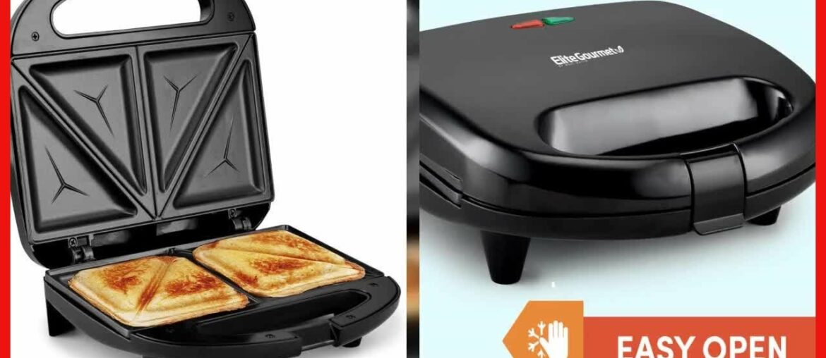 Elite Gourmet ESM2207# Sandwich Panini Maker Grilled Cheese Machine, Tuna Melt Omelets PFOA-Free