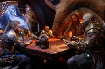 Dinner Table Scene with Kratos, Tyr, Atreus, Mimir - God of War Ragnarok