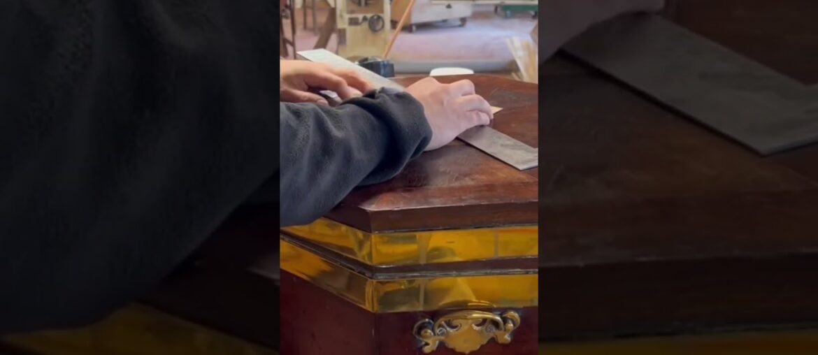 Cutting veneer for an antique wine cooler restoration