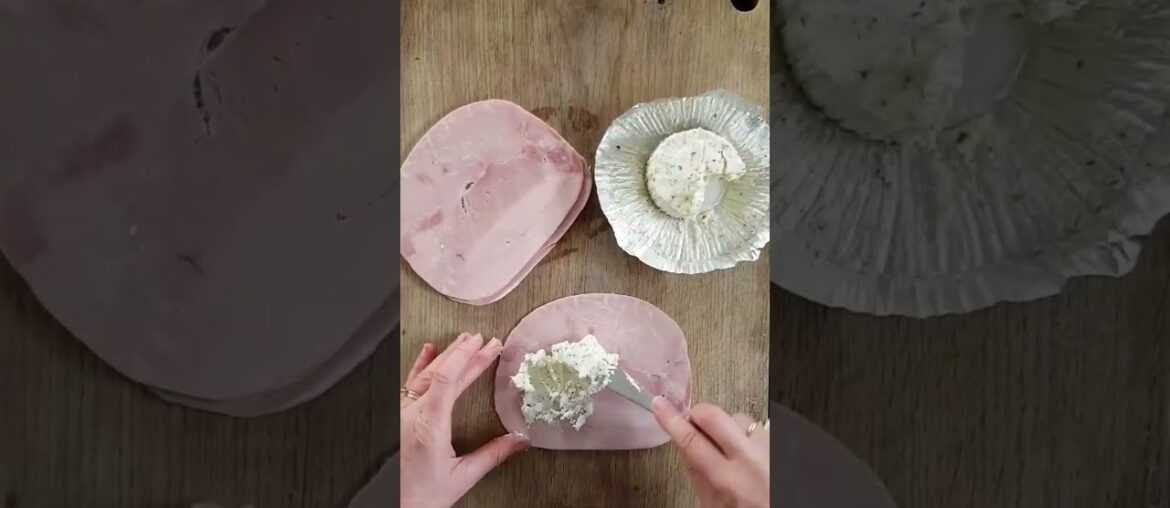 2 ingredients amazing French appetizer recipe. Ham and Boursin cheese roll ups. Quick & easy