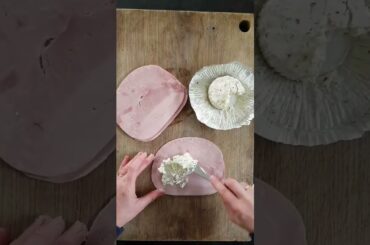 2 ingredients amazing French appetizer recipe. Ham and Boursin cheese roll ups. Quick & easy