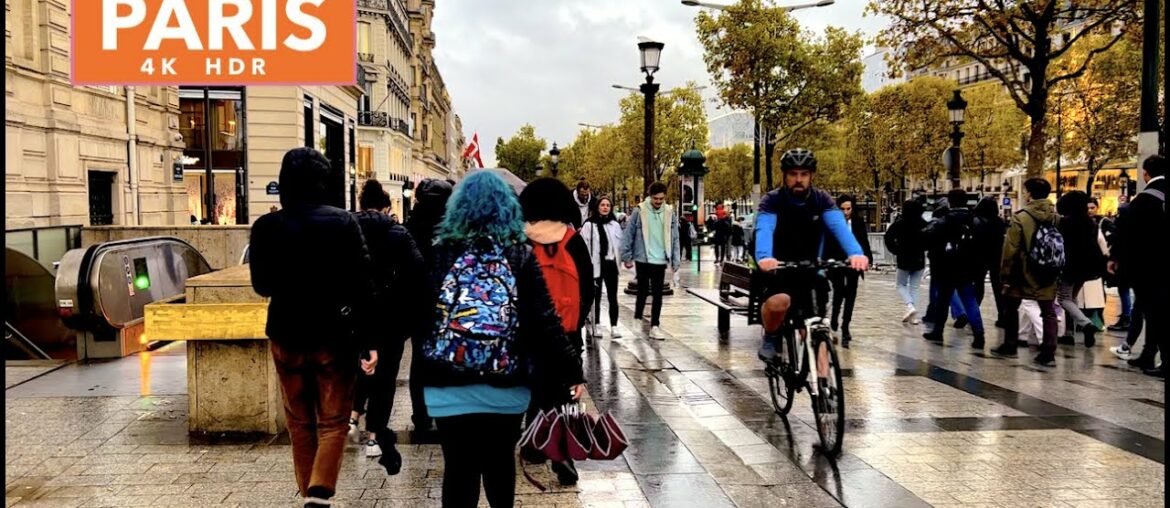 Paris France, Paris evening ambience with light rain, walking tour - November 15, 2022 - [ 4K HDR ]