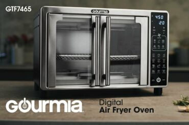 Meet the Gourmia 6-Slice Digital Air Fryer Oven with 19 Presets & Single-Pull French Doors