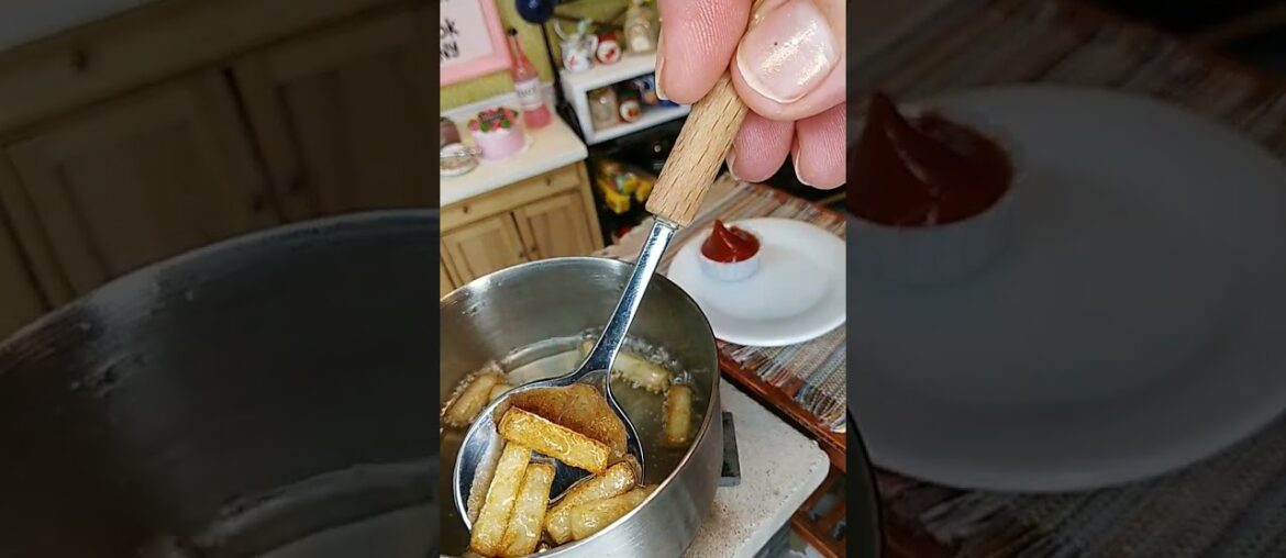 Miniature Cooking. French fries. Mini Cooking. dollhouse. Tiny Food. Mini World. Tiny Cook Real Food