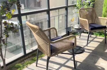 French Bistro Outside Cushion Seat Pe Wicker Textile Relax Dining Chair