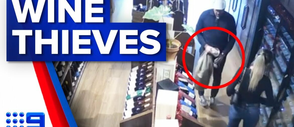 Two thieves caught on CCTV stealing wine bottle worth $12,500 | 9 News Australia Two thieves caught on CCTV stealing wine bottle worth $12,500 | 9 News Australia