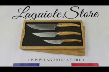 Set of 3 Laguiole Kithen Knives Gourmet - Olivewood
