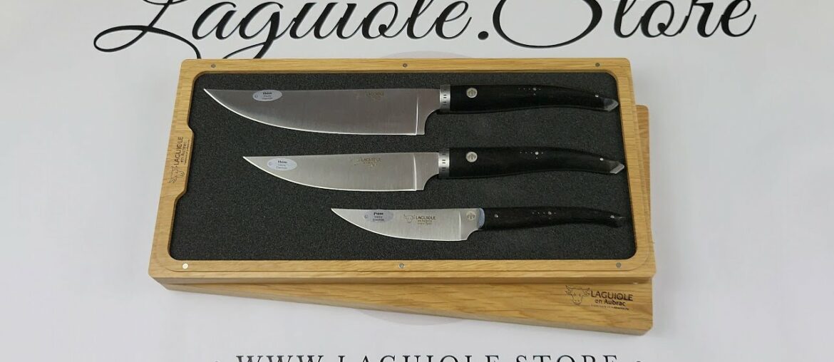 Set of 3 Laguiole Kithen Knives Gourmet – Ebony wood Set of 3 Laguiole Kithen Knives Gourmet - Ebony wood