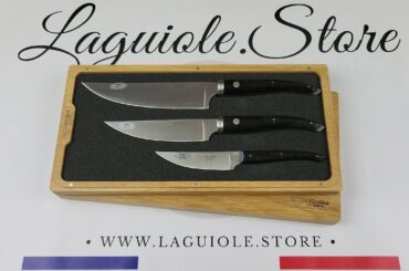 Set of 3 Laguiole Kithen Knives Gourmet - Ebony wood