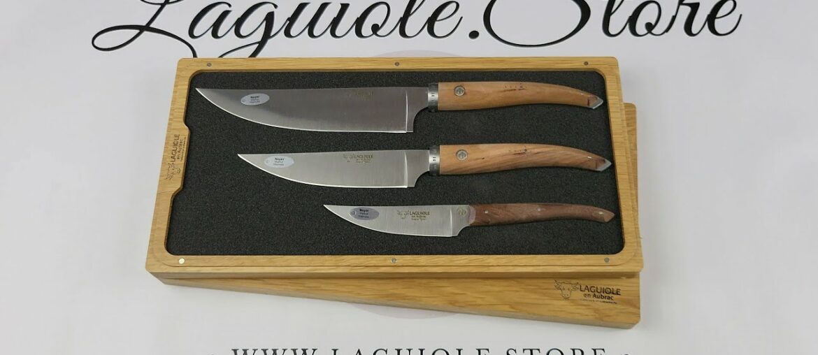 Set of 3 Laguiole Kithen Knives Gourmet - Walnut wood