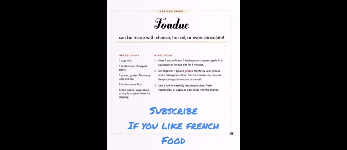 Free French food recipe for your cooking skills! Free French food recipe for your cooking skills!