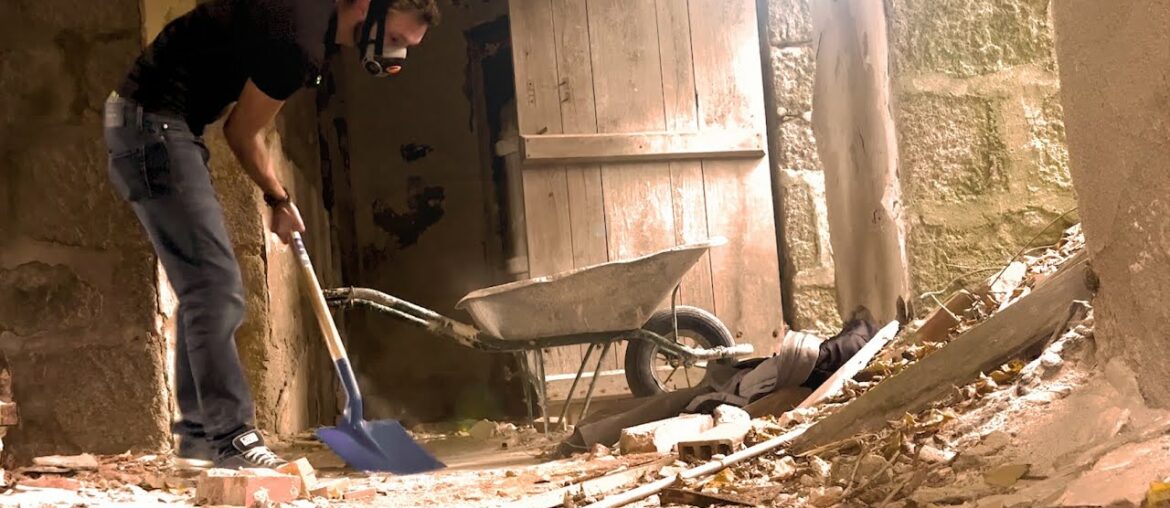 Uncovering the lost abandoned chateau floors | immaculate stamped concrete