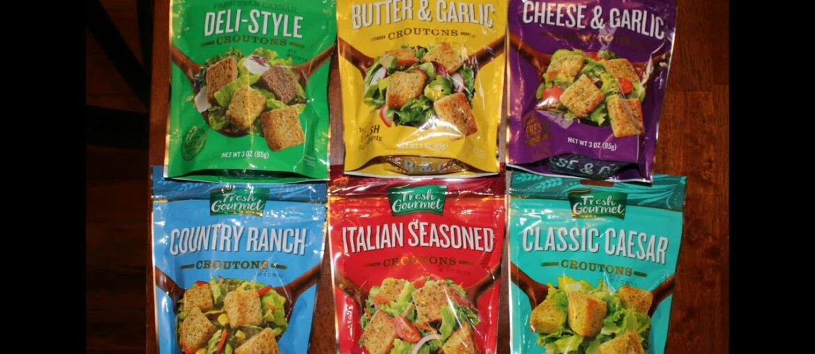 Fresh Gourmet Croutons: Parmesan, Butter & Garlic, Cheese & Garlic, Country Ranch, Italian, Caesar Fresh Gourmet Croutons: Parmesan, Butter & Garlic, Cheese & Garlic, Country Ranch, Italian, Caesar