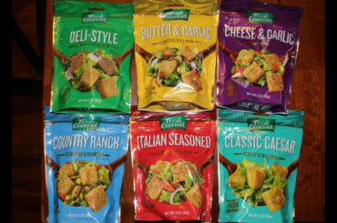 Fresh Gourmet Croutons: Parmesan, Butter & Garlic, Cheese & Garlic, Country Ranch, Italian, Caesar