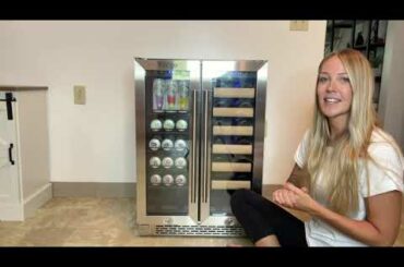 Yeego Wine and Beverage Refrigerator, 24 Inch Wine and Beer Fridge with French Door