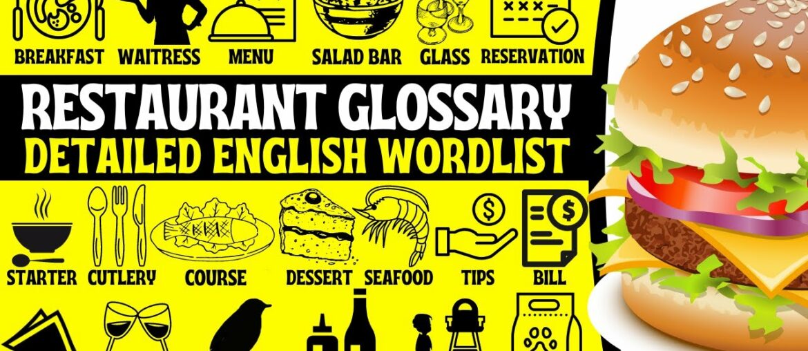 Restaurant Glossary in English | Detailed Wordlist | Over 100 Terms in English | USA & UK English