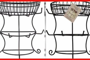 Gourmet Basics by Mikasa French Countryside Metal Mug Tree with Storage Basket, Antique Black