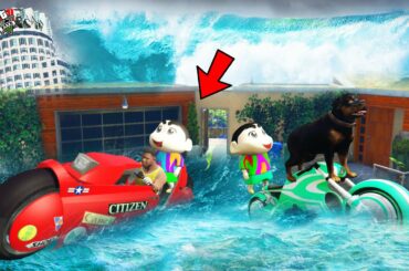 GTA 5 : Franklin Finally Survived & Find Shinchan In Tsunami In GTA 5 ! (GTA 5 Mods)