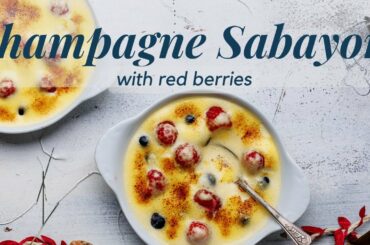 Champagne sabayon with fresh berries, a  luxurious dessert ready 15 minutes