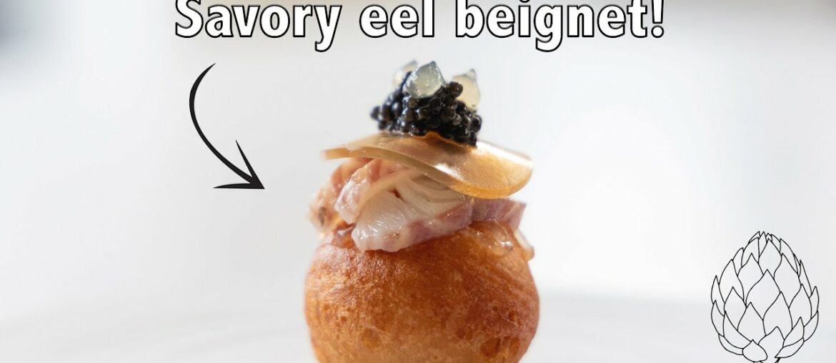 Delicious smoked eel beignets | Christmas menu special amuse! Delicious smoked eel beignets | Christmas menu special amuse!