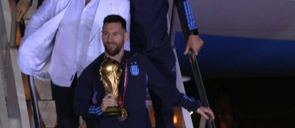 Messi and the Argentinian football team arrive at airport after World Cup win | AFP Messi and the Argentinian football team arrive at airport after World Cup win | AFP