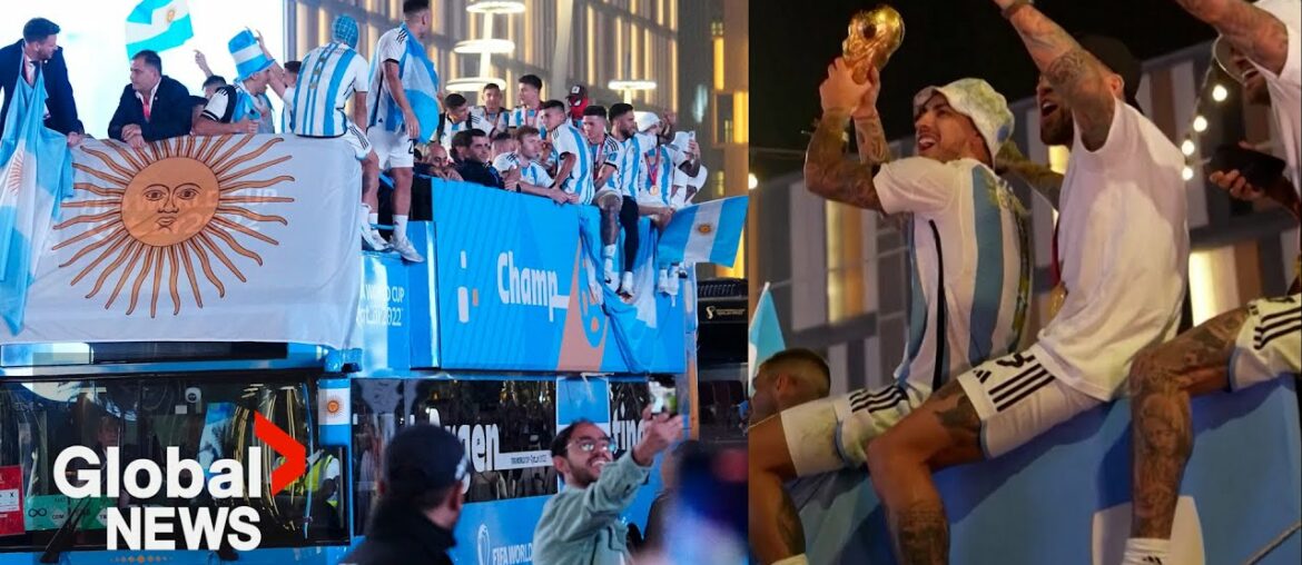 Argentina's World Cup champions hold victory parade in Qatar