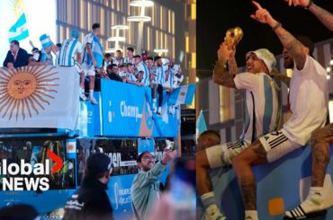 Argentina's World Cup champions hold victory parade in Qatar