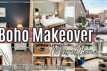BOHO MAKEOVER MARATHON 2022 :: 2 BEDROOM TRANSFORMATIONS + LIVING ROOM, PANTRY & PATIO MAKEOVER