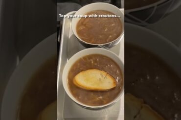 Savory and deliciously gooey French Onion Soup. The recipe is below.