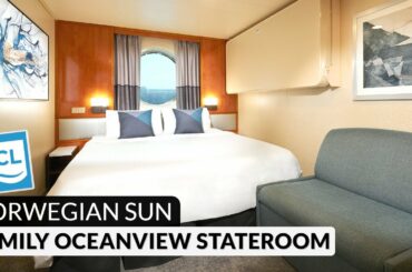 Norwegian Sun | Family Oceanview Stateroom Tour & Review 4K | Category O4, O5