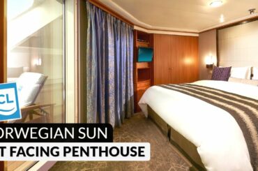 Norwegian Sun | Aft-Facing Penthouse with Large Balcony Tour & Review 4K | Category SF