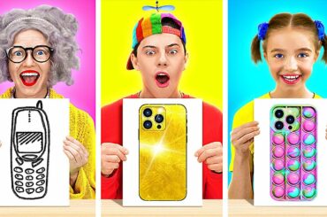 WHO IS A WINNER? || Granny VS Me Art Challenge ! Drawing hacks and DIY Ideas by 123 GO! FOOD