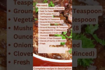 Diabetic recipe - Coq au Vin