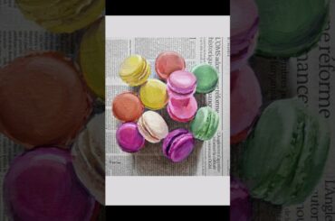 "Macarons" oil painting process, food painting in progress, french food art #shorts