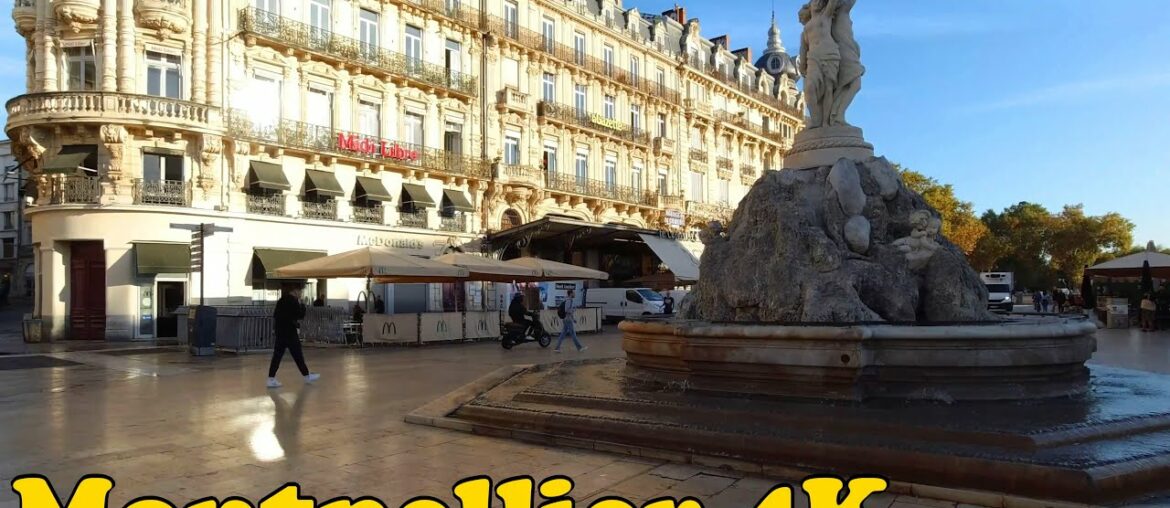 Montpellier, France Walking tour 4K. [October 2022]