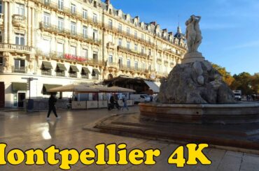 Montpellier, France Walking tour 4K. [October 2022]