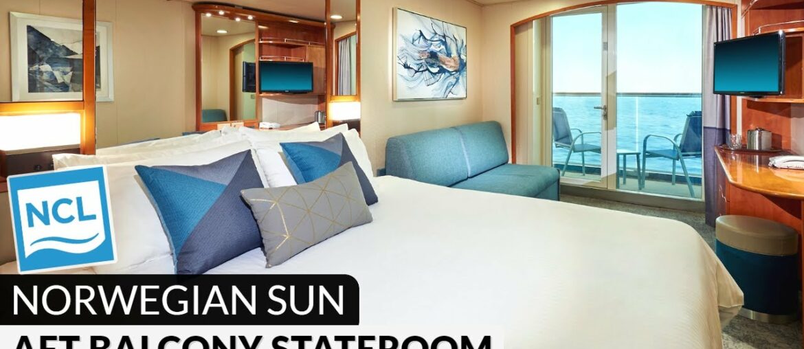 Norwegian Sun | Aft Balcony Stateroom Tour & Review 4K | Category B1