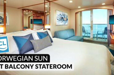 Norwegian Sun | Aft Balcony Stateroom Tour & Review 4K | Category B1