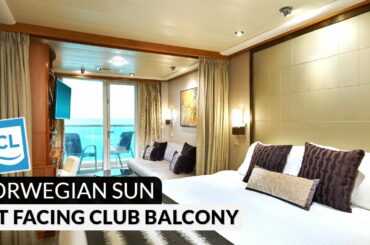 Norwegian Sun | Aft-Facing Club Balcony Suite Tour & Review 4K | Category M1