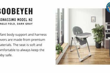 Boobeyeh, tronassimo model h2 foldable high baby dining chair for kids, dark grey @Bebeleloalaval