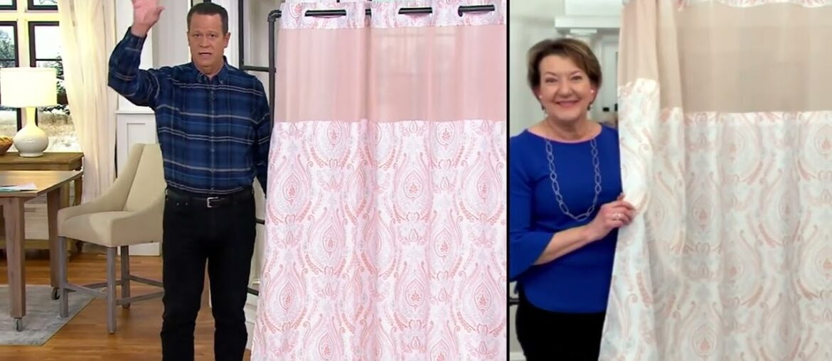 Hookless French Damask Shower Curtain with Built-in Liner on QVC Hookless French Damask Shower Curtain with Built-in Liner on QVC